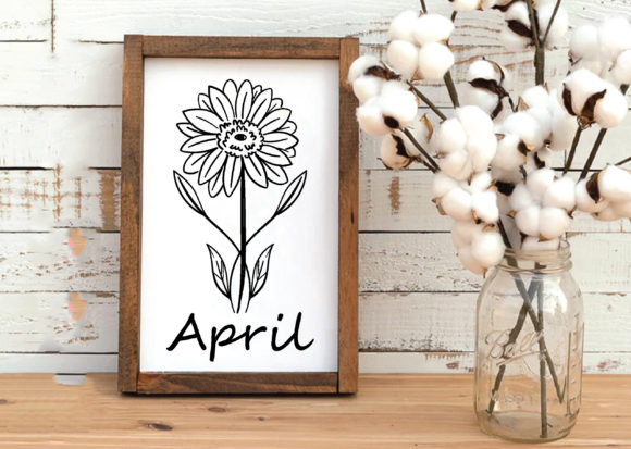 April-wild Flower Graphic for Crafts and Branding