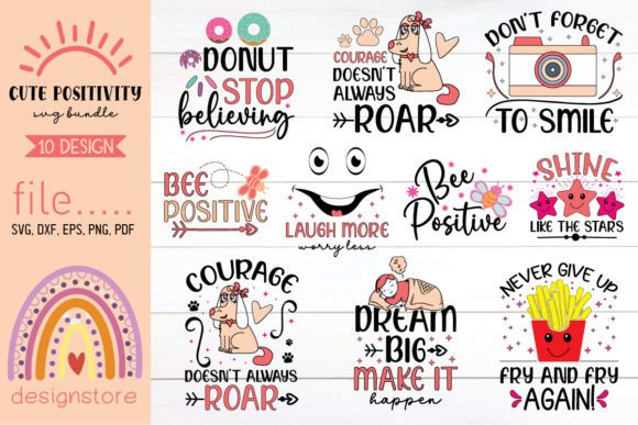 Cute Positivity Svg Bundle for Crafts and Graphics