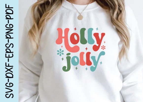 Holly Jolly Retro Christmas Graphics for Crafts